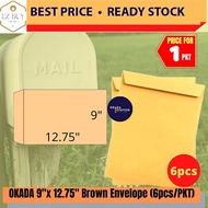 OKADA 9" x 12.75" Brown Envelope - 6's (229mm x 324mm) / Sampul Surat / Sampul Surat Coklat / Envelo