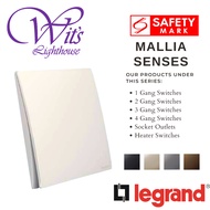 Legrand Mallia Senses Switch Socket Outlet Singapore Safety Mark Water Heater / Door bell press 1/2/3/4 Gang 1/2 Way