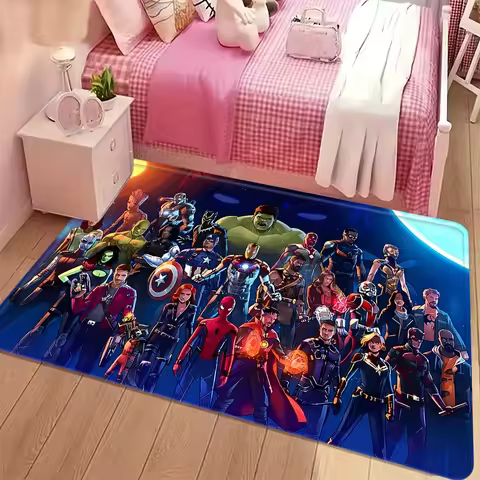 Marvel Licensed Fleece Doormat | Superhero Patterns like Iron, Spider, Captain America | Polyester, 