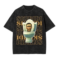 Unisex 2025 Skibidi Toilet Tee Ohio Skibidi Gyatt Sigma Rizz Washed T Shirt Streetwear T-Shirts  Tee
