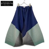กางเกงขายาวทรงกว้างจีบระบาย Pleats Please PP53-JF552 สีฟ้า เทา เขียว โพลีเอสเตอร์ 1