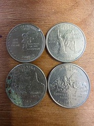 美國50州25美分紀念幣 New Hampshire 2000, New York  2001, Nebraska 2006, New Jersey 1999