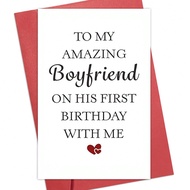 1pc Humorous First Boyfriend's Birthday Cards For Boyfriend Birthday Gifts For Him Boyfriend, Funny 