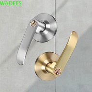 WADEES Privacy Door Handle, with Round Trim Straight Lever Door Lock Lever, Door Knob Satin Brass Finish Interior Reversible Easy To Install Hardware Lockset Living Room
