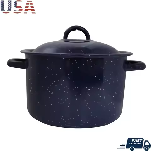 6Qt Enamel Stock Pot Heavy Duty Cooking Pot Stylish Efficient Heat Distribution Perfect Soups Stews 