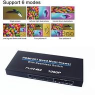 1080p 60hz 4x1 HDMI Multiviewer Multi Channel Video Multiplexer HDMI Quad Multi-viewer 4 In 1 Out Screen Splitter Seamless Switch for PS3 PS4 PS5 DVD Camera Laptop PC To TV Monitor
