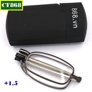 868 gray folding glasses with 1.5 degree lenses, folding frame glasses