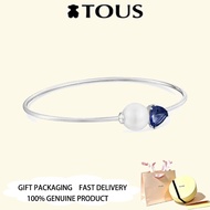 TOUS S925 Sterling Silver white gold Bangle with iolite and pearl Ivette Valentine's Day Anniversary