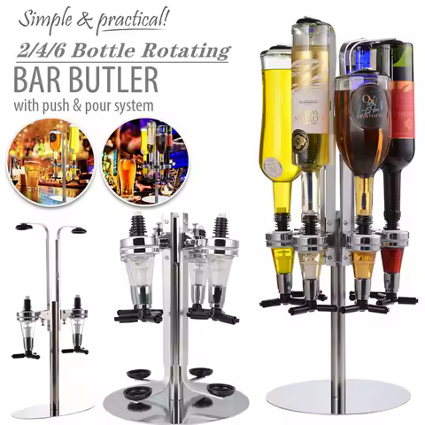 2/4/6-Bottle Liquor Dispenser Rotatable Bar Tool, Alcohol Drink Bottle Wine Rack 2-6 Head Rotating B