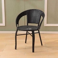 S-6🏅Back Chair Single Rattan Chair Home Rattan Armrest Chair Outdoor Dining Chair Balcony Leisure Seat Elderly Rattan Ch