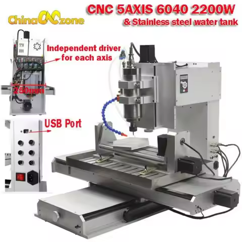 2200W CNC 5Axis 6040 3D Engraver Machine Metal Milling Drilling Machine USB Port