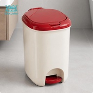 [Gralara] 15 L Plastic Pedal Waste Bin No Assembly Required Oval Foot Pedal Trash Can Waste Bin with