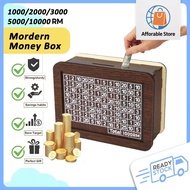 ✔Money Saving Box Wood Money Bank with number on the box Tabung Duit Reusable Money Box Saving Plann
