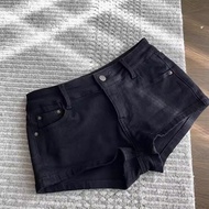 Black sexy denim shorts, women's three quarter pants, hip hugging hot pants