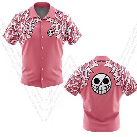 Doflamingo One Piece Japan Anime Hawaiian Beach Vacation Shirt Shorts Men's Cosplay Harajuku Print K