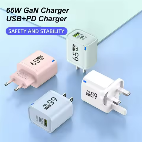 USB 65W GaN Charger PD Quick Charge 3.0 Type C Fast Charging Travel Charger EU/US/UK Adpter For iPho