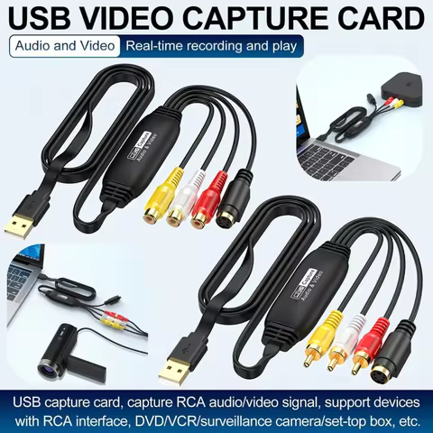 USB Video Capture Card VHS VCR TV DVD Audio Capture Adapter Card USB To AV Video Capture Adapter for
