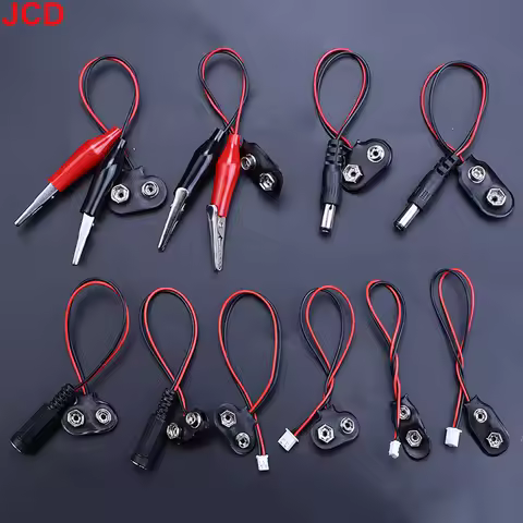 5pc 9V Battery Connector Power Clips DC Jack Male Female Alligator Snap Adapter Wire Holder Cable 9 