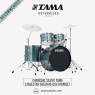 TAMA STAGESTAR 5PCS ACOUSTIC DRUMKIT WITH HARDWARE & THRONE (W/O CYMBAL), CHARCOAL SILVER CLR (SG52K