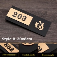 3D Door Plate with Self-adhesive No. Plate Address Home Acrylic Sign Custom Board Home House Number