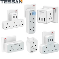 [SG Safety Mark] TESSAN Wall Chagrer Multi Plug Extension Power Socket 13A Singapore Adaptor with 3 USB and 3 Outlets, Wall Socket 3 Pin  Power Strip Double Plug USB Adapter for Home Office Kitchen