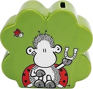 Sheepworld Money Box Motif Lucky Charm | 3D Tin Made of Porcelain in Clover Leaf Shape, Motif Print,