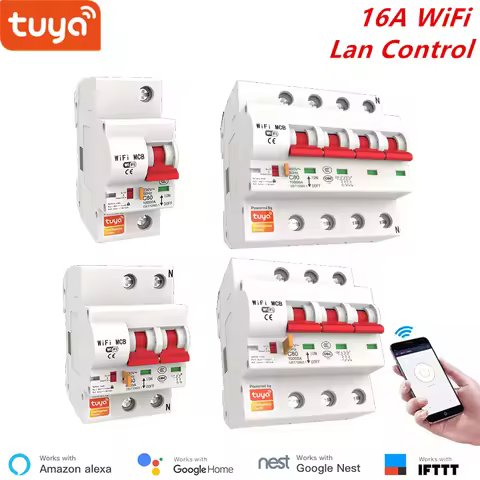 Tuya Smart Life 16A Smart WiFi Circuit Breaker Short Circuit Protection Alexa Echo Google Compatible
