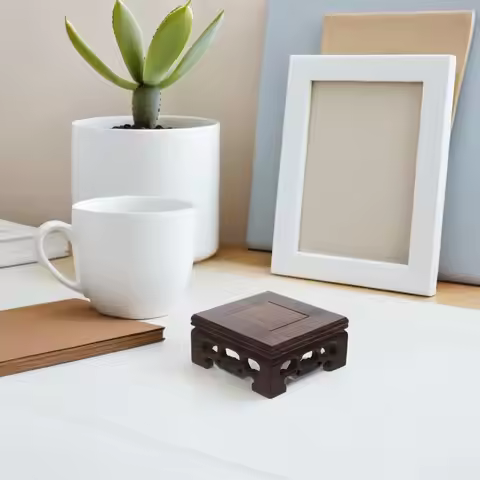 Wood Display Pedestal Square Solid Wood Riser Stand 3.15 Inch by 1.5 Inch for Bonsai Succulent Plant