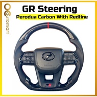 Perodua Design GR Leather Forged CARBON Steering Wheel Perodua Airbag Dynamite GR Steering For Myvi 