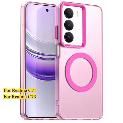 Magnetic Adsorption PC +TPU Case for Realme C71 C73 Magsafe Wireless Charge Candy Color Translucent 