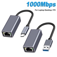 100/1000Mbps USB C External Ethernet Adapter Network Card Type C To RJ45 LAN Wired Internet Cable Fo