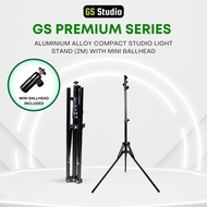 GS Aluminium Alloy Compact Studio Light Stand (2M) With Mini Ballhead