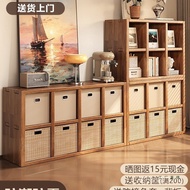 Lattice Rack Eight Compartments Solid Wood Household Storage Walnut Color Combination Living Room Di