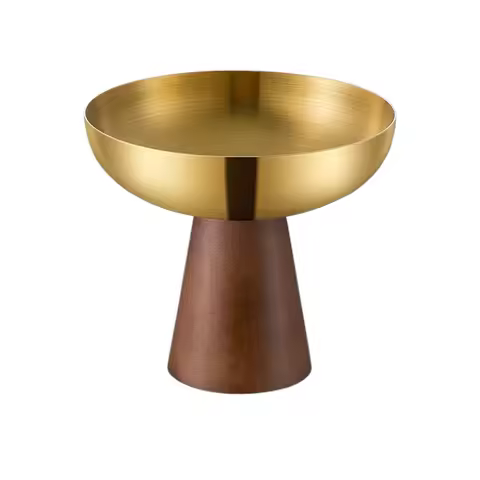 Fruit Plate Goblet Stainless Steel Ice Cream Cup Pudding Cup Salad Plate Wooden Tray Tea Snack Plate