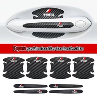 8 Pieces Toyota Gr Gazoo Racing Gr Sport TRD Carbon Fiber Door Handle Protection Sticker - Door Bumper Strip Decorative for Hilux Innova Corolla Cross Rush Calya Yaris Accessories