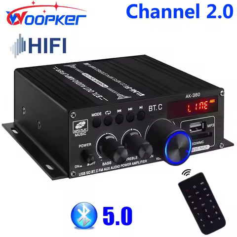 Woopker Sound Amplifier Channel 2.0 HIFI Bluetooth Amp Home Digital Audio 12V3A AK380 AK370 AK280 AK