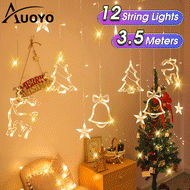 Auoyo LED Curtain String Light Star Christmas Decorations for Home String Twinkle Window Fairy Light