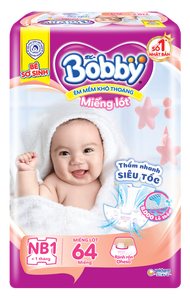 Miếng lót Bobby size Newborn 1 64 miếng (dưới 5kg)