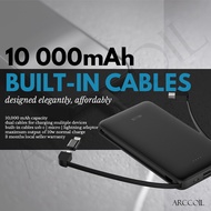 Arccoil Power Bank C19 Built-in Cables 10000 mAh