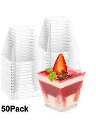 50入組2盎司小型塑料前菜杯,可重複使用的芭菲杯酒杯,用於提供樣品用的果凍布丁派對用品