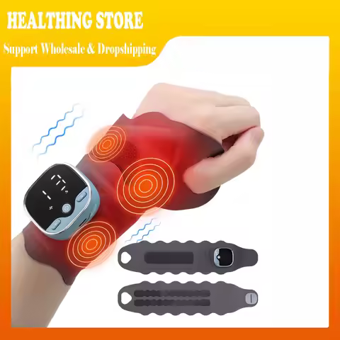 Electric Graphene Wrist Massager EMS Hand Guard Band 5 Levels Hot Compress Relaxation with Voice Ann