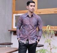 UNGU LILAC BATIK PRIA MODERN LENGAN PANJANG