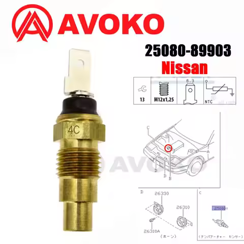 M12x1.25 NTC Coolant Temperature Sensor For Nissan Micra 300ZX Patrol Sunny Cabstar Primera 25080-89