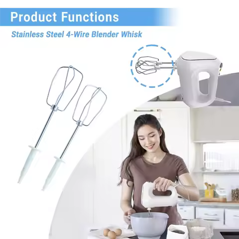 Stainless Steel Blender Whisk Set(4-Pack) With 4-Wires For Braun Models HM3000 HM4644 HM5100 HM1010 