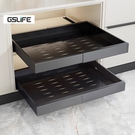 GSlife Extendable Black Cabinet Organizer Pull Out Rack Kitchen Pull Out Basket No Drill Holes