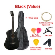 TECHNO - 38 Inch Guitar Acoustic + Accessories Set (with Bag/ Guitar Capo/ Pick) 38" Gitar Akustik G