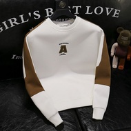 M-5XL Penyambungan Rasa maju Baju sejuk Trend lelaki Ruffian kacak 2023 lengan panjang reka bentuk l