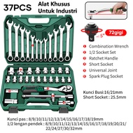 ISKU kunci shock satu set lengkap original Kombinasi 121 pcs 72 gigi kunci pas ratchet 1/2 1/4 3/8 m