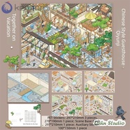 KENTON 3D Landscape Sticker, Kawaii Style Hot Spring Theme 3D Scene Sticker, DIY Chinese Style 3D Ho