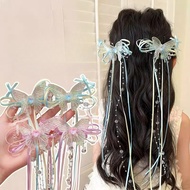 Butterfly Ribbon Bow Tassel Beads Hair Clip Bow Hair Accessories for Children Kids